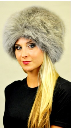 Bluish colour fox fur hat